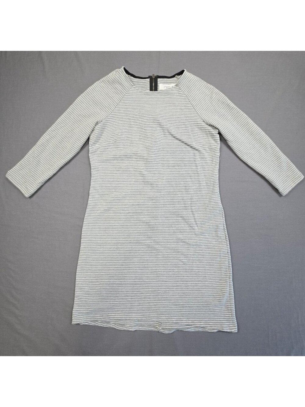 Workshop Medium Striped Dress Gray/White Casual 3/4 Sleeve